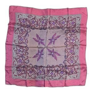 Henryson All Weather Scarf silky acetate pink violet purple white floral vintage